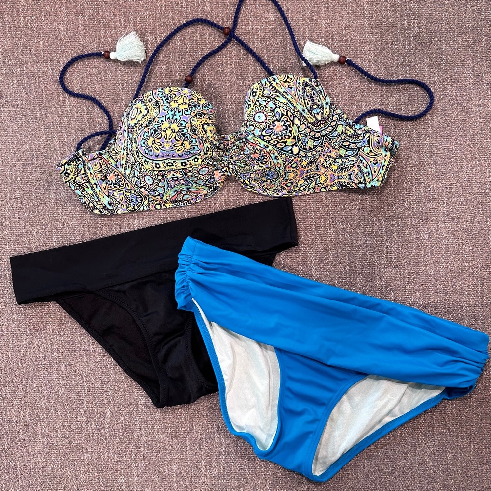 π»Victoria Secret Padded Paisley Strappy Tassel Bikini Set